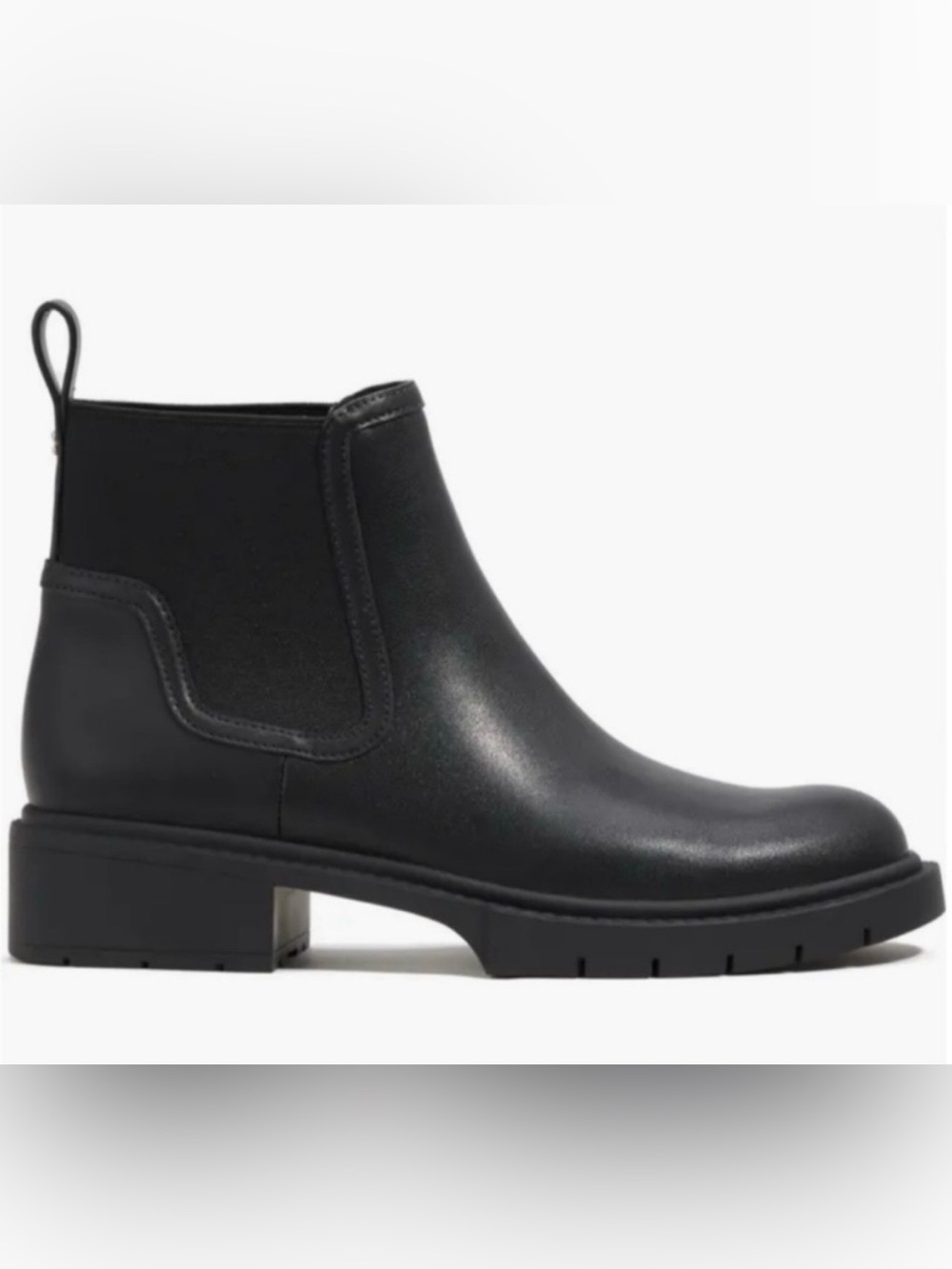 COACH SZ 9 Black Leather Lenora Chunky Chelsea Boots Orig $300 Exc Cond